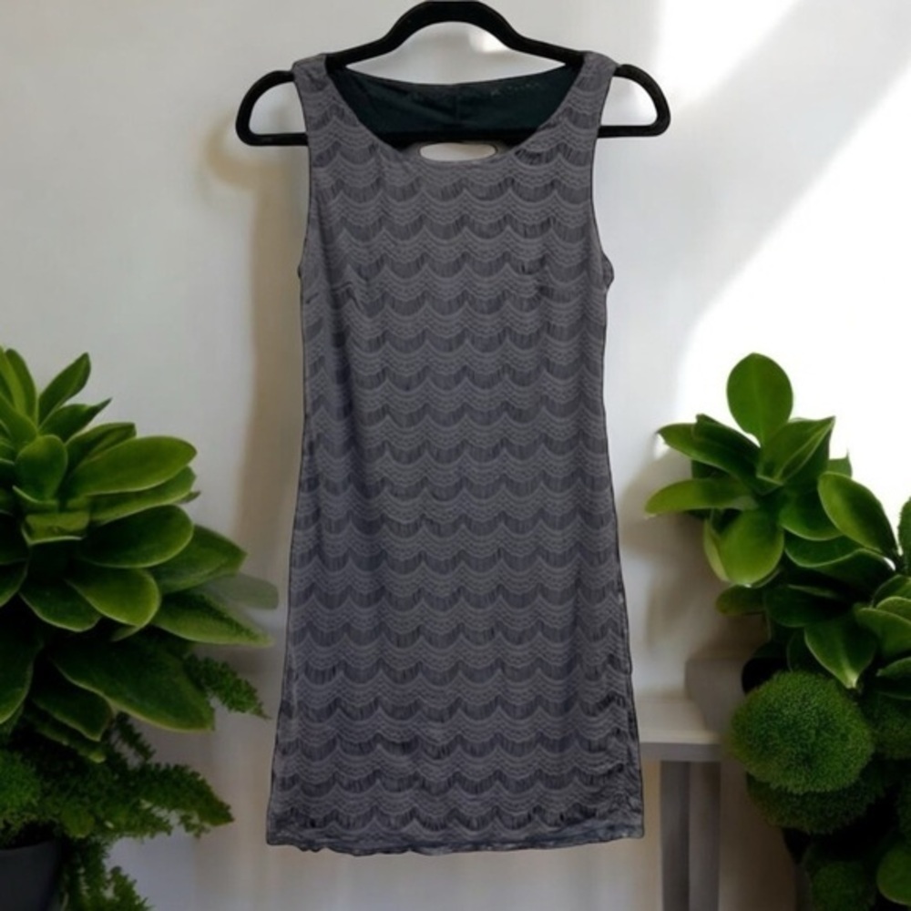 Free People Scalloped Overlay Open Back Dress